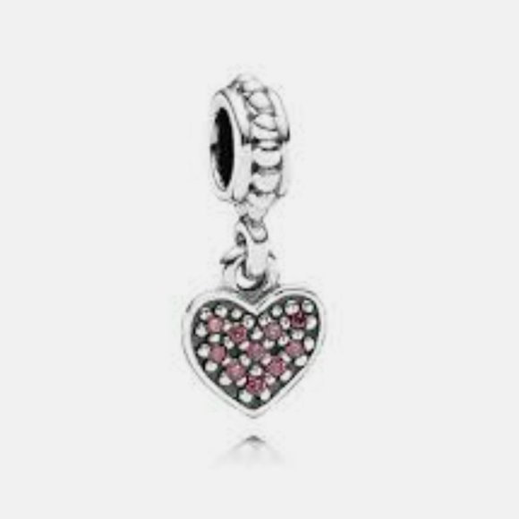 Pandora Pave Set Red Stone Heart - Picture 1 of 1